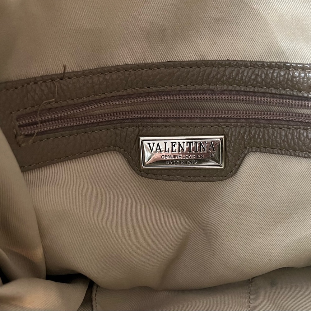 Valentina Italia Olive Pebbled Leather Shoulder Tote Bag Contemporary Minimalist - Picture 11 of 14
